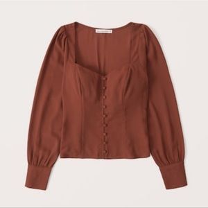 Abercrombie & Fitch Long Sleeve Button-Through V-Neck